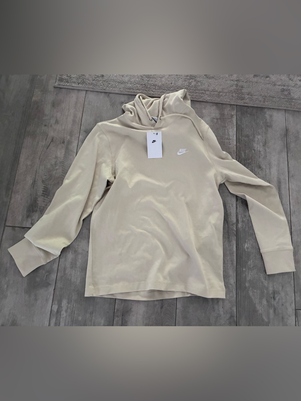 Nike Cream Hooded Pullover with White Swoosh